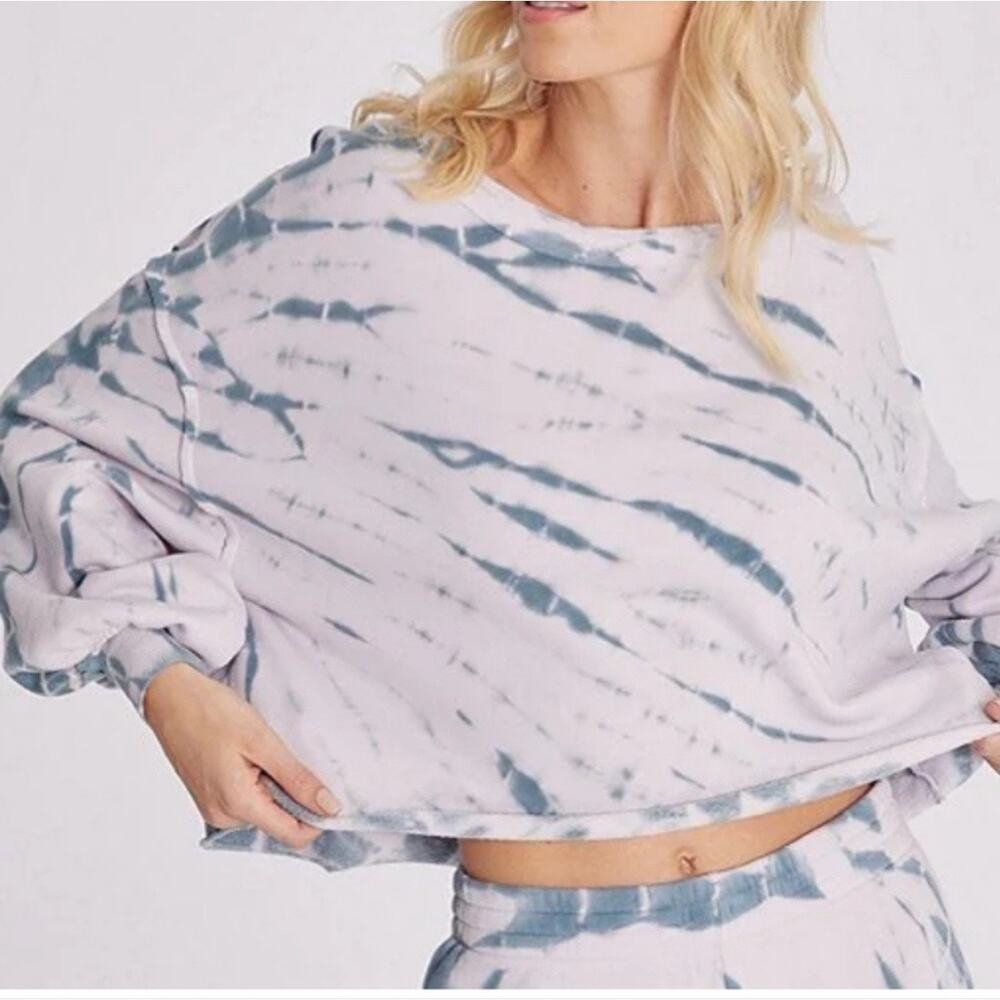Wildfox Purple Olivia Spiral Dye Crop Boxy Pullover Sz S NWT